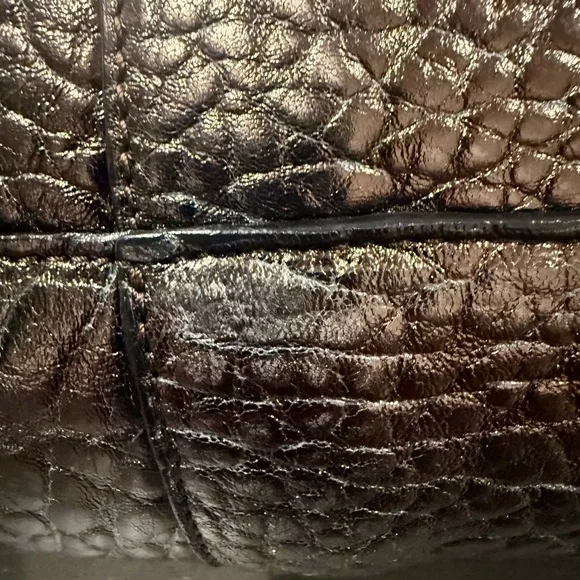 Jimmy Choo Metallic Bronze Pebble Leather Shopper Tote Bag Gently Used - Picture 12 of 13